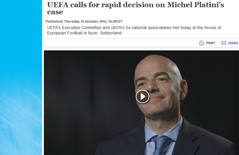 UEFA calls for rapid decision on Michel Platini’s case