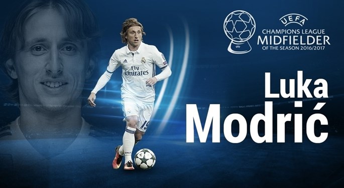 Luka Modrić, the best midfielder of 2016/17 Champions League